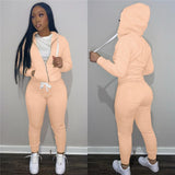 Women Hooded Solid Jogger Suit