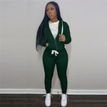 Women Hooded Solid Jogger Suit