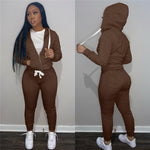 Women Hooded Solid Jogger Suit