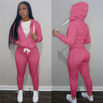 Women Hooded Solid Jogger Suit