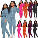 Solid Zip Hoodie Sweat Pants Active Joggers Wholesale Items