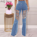 Plus Size Women High Waist Slim Flare Jeans